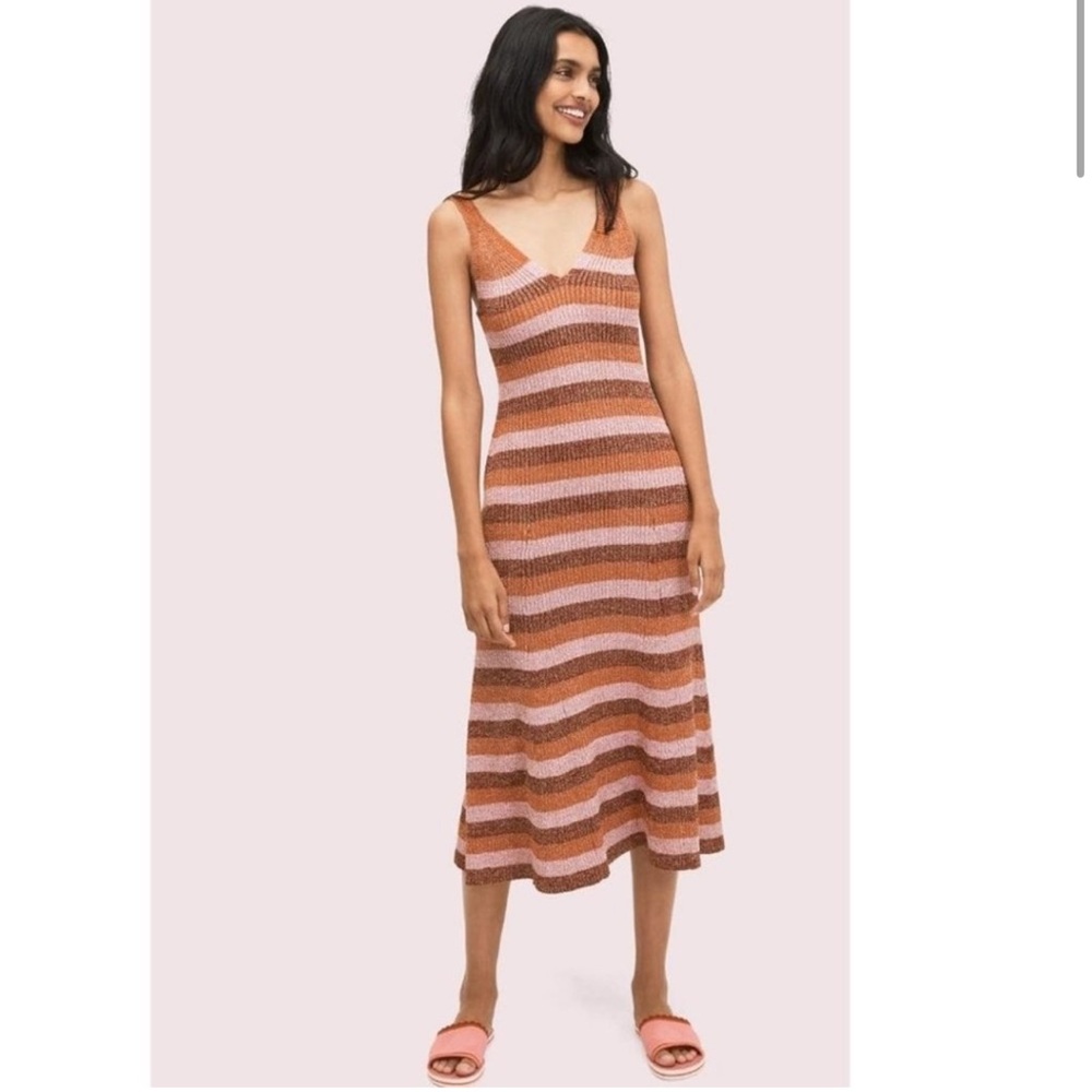 Kate Spade Sparkle Stripe Sweater Midi Dress XL